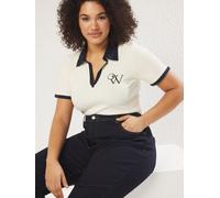 Trendyol Curve T-shirt crème / bleu foncé, Taille XXXL