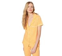 Trendyol Damen 2er-Pack Tupfen Kurzarm Lounge/Zuhause Regulär Pyjama-Set, Ensemble Pyjama aux Femmes, Peach,