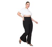 Trendyol Damen Gerade Fackel Hohe Taille Hosen in Plus Size, Short aux Femmes, Black,