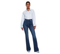 Trendyol Damen Gerade Fackel Hohe Taille Jeans, Dark Blue, W36 aux Femmes