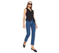 Trendyol Damen Gerade Gerade Hohe Taille Jeans, Jeans aux Femmes, Dark Blue,