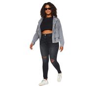 Trendyol Damen Gerade Hohe Taille Plus-Size-Jeans, Black, 46 aux Femmes