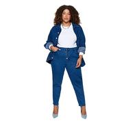 Trendyol Damen Gerade Hohe Taille Plus-Size-Jeans, Blue, 46 Grande Femmes