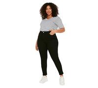 Trendyol Damen Gerade Hohe Taille Plus-Size-Jeans, Black, 44 Grande Femmes