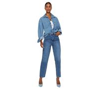 Trendyol Damen Gerade Mama Hohe Taille Jeans, Blue, 46 aux Femmes
