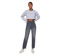 Trendyol Damen Gerade Mama Hohe Taille Jeans, Gray, 36 aux Femmes