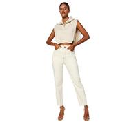 Trendyol Damen Gerade Mama Hohe Taille Jeans, Jeans aux Femmes, Ecru,