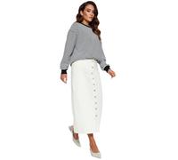 Trendyol Damen Gerade Maxi Eine Linie Hijab-Rock Jupe, Ecru, 40 aux Femmes