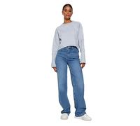 Trendyol Damen Gerade Weites Bein Hohe Taille Jeans, Blue, 46 aux Femmes
