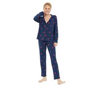 Trendyol Damen Herz Webstoff Pyjama Ensemble, Navy Blue, XS aux Femmes
