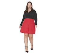 Trendyol Damen Mini A-Linie Plisseerock Webstoff Große Größen in Rock Jupe de Scooter, Red, 50 aux Femmes