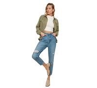Trendyol Dark Blue Torn Detailed High Waist mom Jeans, 42 aux Femmes
