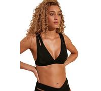 Trendyol Encolure Triangulaire, Haut de Bikini détaillé, Noir, 38 Femme