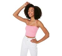 Trendyol Femme Chemisier Basique en Tricot à col carré, Rose