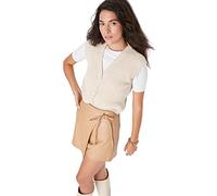 TRENDYOL Gilet en Tricot pour Femme - Col en V - Couleur Unie - Taille M, Stone, M