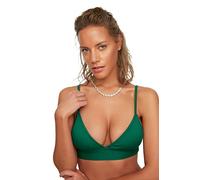 Trendyol Haut de Bikini Triangle structuré, Vert, 40 Femme
