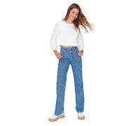 Trendyol Herren Hoher Bund Weites Bein der 90er Jeans, Blue, 38 aux Femmes