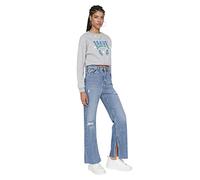 Trendyol High Wish Leg 90's Jeans with Blue Tiper, Jeans aux Femmes, Blue, 36