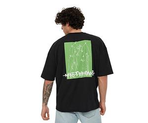 Trendyol Homme Homme Oversize Basic Crew Neck Woven T-Shirt Knit, Noir, L