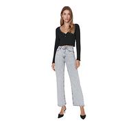 TRENDYOL Homme Taille Haute Jambe Large en Jean 90, Gray, W40 Femme