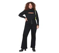 Trendyol Jeans Haute pour Femme Jambe évasée Grande Taille Pantalons, Noir, 70
