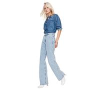 Trendyol Jean Large Taille Haute pour Femme, Bleu Clair, 68
