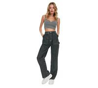 Trendyol Jean Taille Haute et détaillé des années 90, Anthrazit, 40 Femme