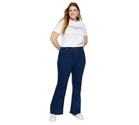 Trendyol Jeans Haute pour Femme Jambe évasée Grande Taille Pantalons, Indigo, 70