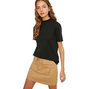 Trendyol Knitted T-Shirt with Upright Collar Chemise, Black, XS Femme