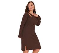 Trendyol Midi Shift Regular Plus Size Dress Robe, Marron, 4XL Grande Taille Femme