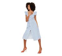 Trendyol Midi Shirt Regular Fit Woven Dress Robe, Bleu, 36 Femme