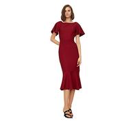 Trendyol Moulante Droite Basics Robe midi enveloppante tissée Coupe régulière pour Femme, Bordeaux, 66