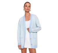 Trendyol Oversize Basic V Neck Knitwear Cardigan Chemise, Light Blue, M Femme