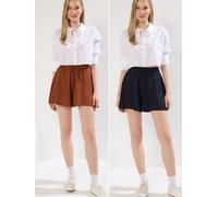 Trendyol Pantalon bleu marine / marron, Taille 34