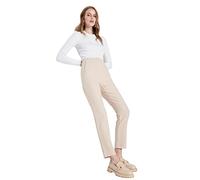 TRENDYOL Pantalon Cigarette pour Femme, Taille Haute, pour Le Quotidien, Beige, 40
