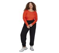 Trendyol Pantalon de Jogging Ample Grande Taille pour Femme, Taille Normale, Poignets élastiques, Noir, 3XL, Noir, 3XL Grande Taille