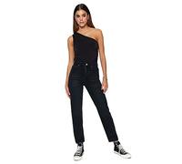 Trendyol Pantalon en Jean Taille Haute pour Femme, Noir, 32