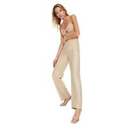 Trendyol Pantalon évasé Taille Haute pour Femme, Beige, 62