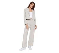Trendyol Pantalon Taille Haute Jambe Large pour Femme, Stone, 66