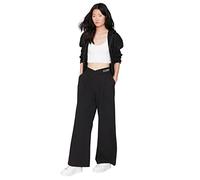 Trendyol Pantalon Taille Haute Jambe Large pour Femme, Noir, 60