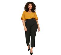 Trendyol Pantalones de Zanahoria de Pierna Recta de Cintura Normal de Talla Grande Para Mujer, Noir, 42 Taille Femme