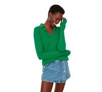 Trendyol Green Arm Tip Détail Polo col tricoté Sweater, Vert, S Femme