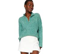 Trendyol Pull à col Chemise uni Maillot de survêtement, Vert, M Femme