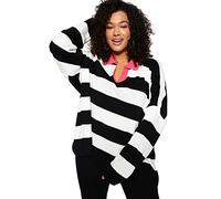 Trendyol Pull à Manches Longues pour Femme-Rayé-Grande Taille Sweater, Rose, 3XL