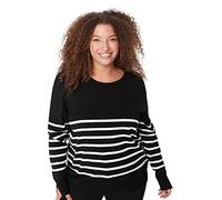 Trendyol Pull Basique à col Rond Coupe décontractée Grande Taille Sweater, Noir, XXL Femme