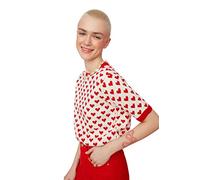 Trendyol Pull en Tricot à col Rond pour Femme Coupe régulière Sweater, Rouge