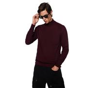 Trendyol Pull en Tricot Basique à col Haut pour Homme Coupe ajustée Sweater, Bordeaux