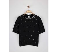 Trendyol Pull-over noir / transparent / blanc perle, Taille M