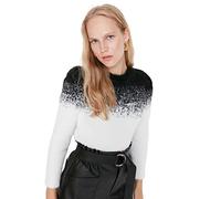 Trendyol Pull régulier à col Rond avec dégradé de Couleur Maillot de survêtement, Noir, S Femme