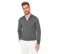 Trendyol Pull Slim à col Haut avec Motif Diamant Maillot de survêtement, Gris, M Homme